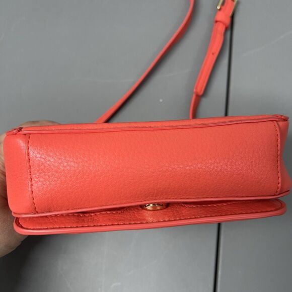 TORY BURCH Landon Crossbody Bag Small Brick Red Leather Flap Adjustable Strap - Picture 9 of 16
